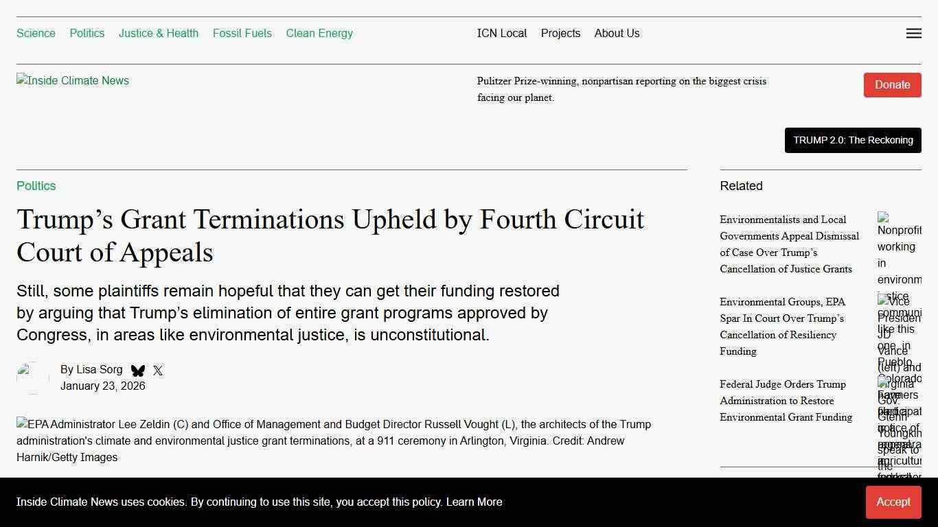 Trump’s Grant Terminations Upheld by Fourth Circuit Court of Appeals - Inside Climate News