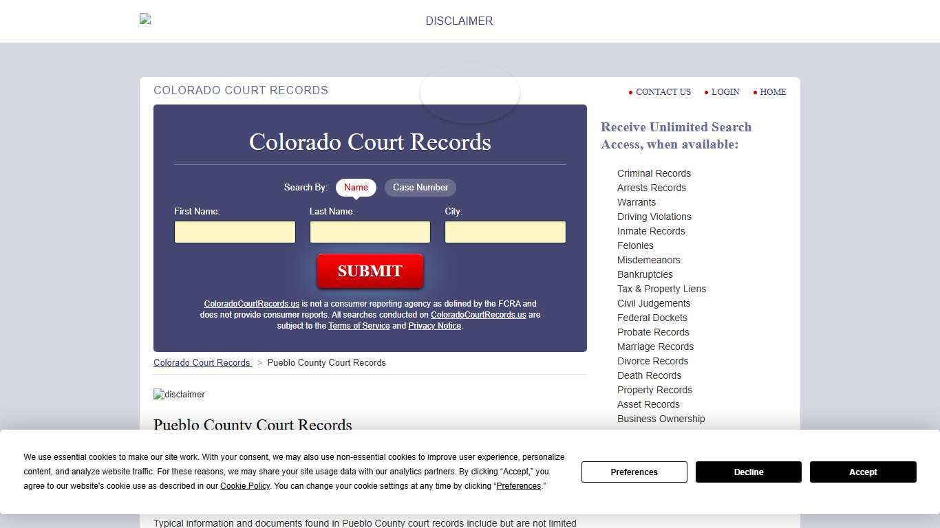Pueblo County Court Records ColoradoCourtRecords.us